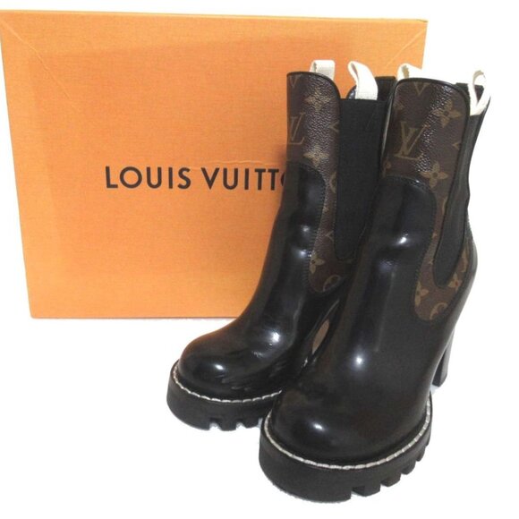 Louis Vuitton LV Monogram Heeled Ankle Chunky Combat Boots Booties 36 / 6 - Picture 2 of 9